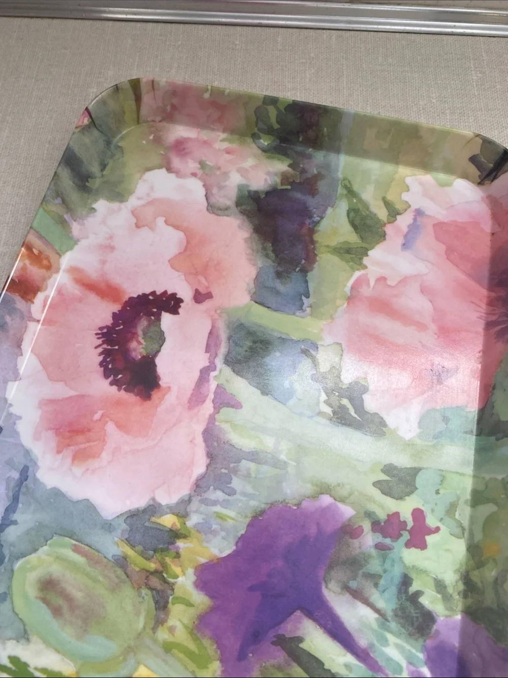 Made in Italy trinket vanity serving Tray Melamine Floral Multi Colored Vintage